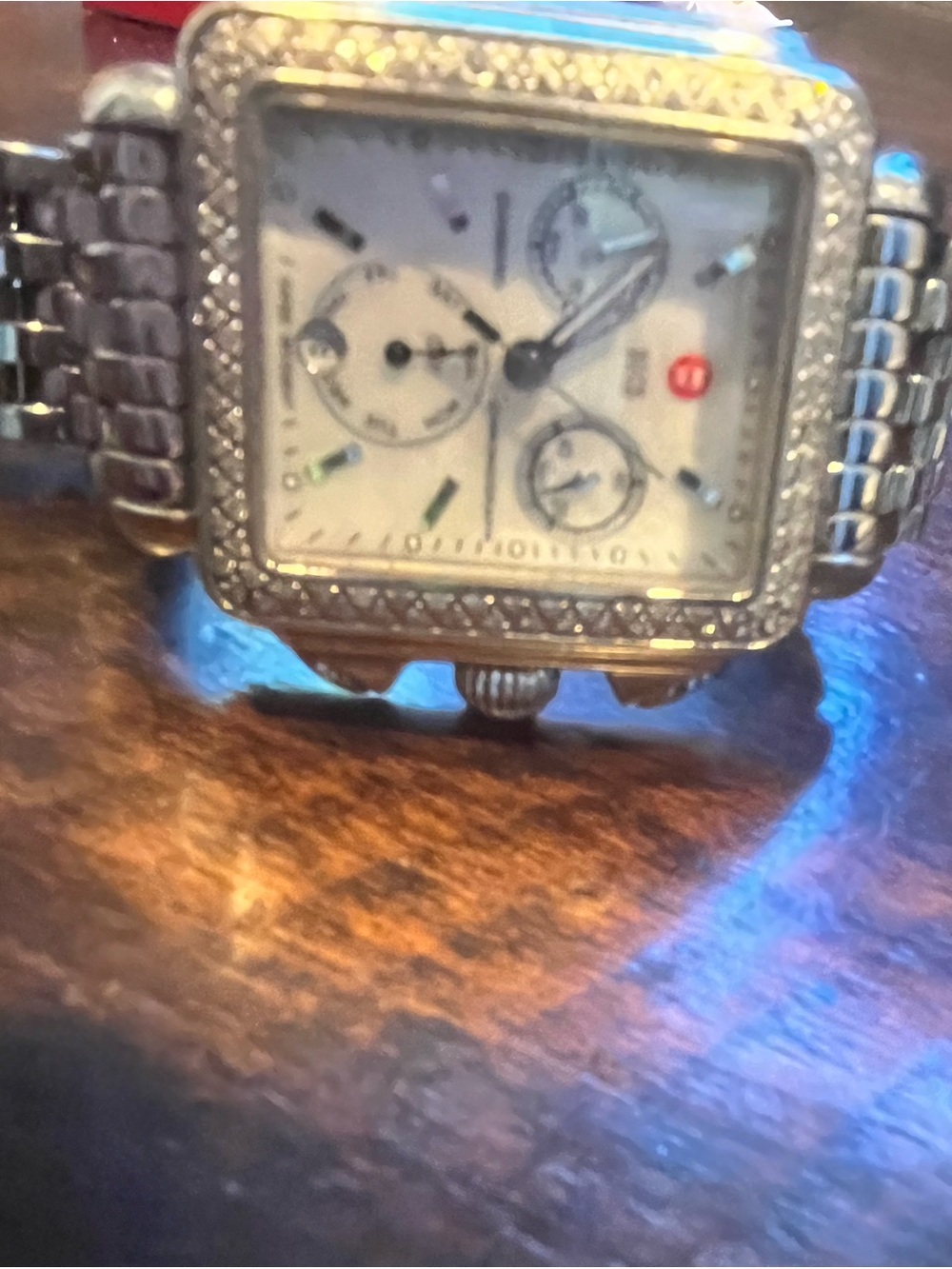 Michele Silver Diamond-Trim Stainless Steel Chronograph Watch - Picture 6 of 10